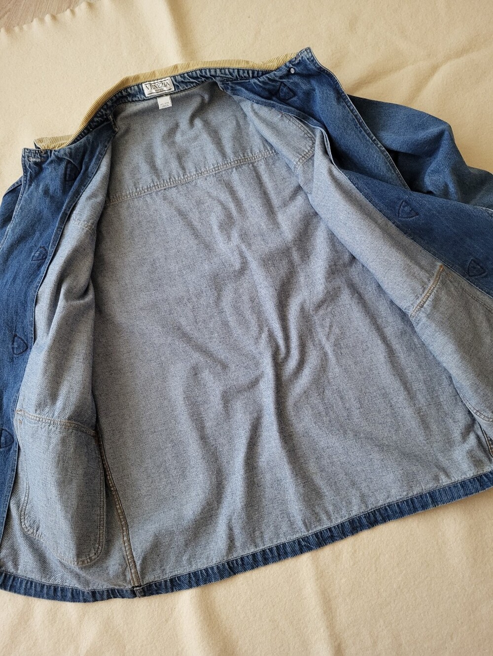 Vintage Long Denim Chore Coat Women's Size 22/24 Cotton Hong Kong - Picture 12 of 14